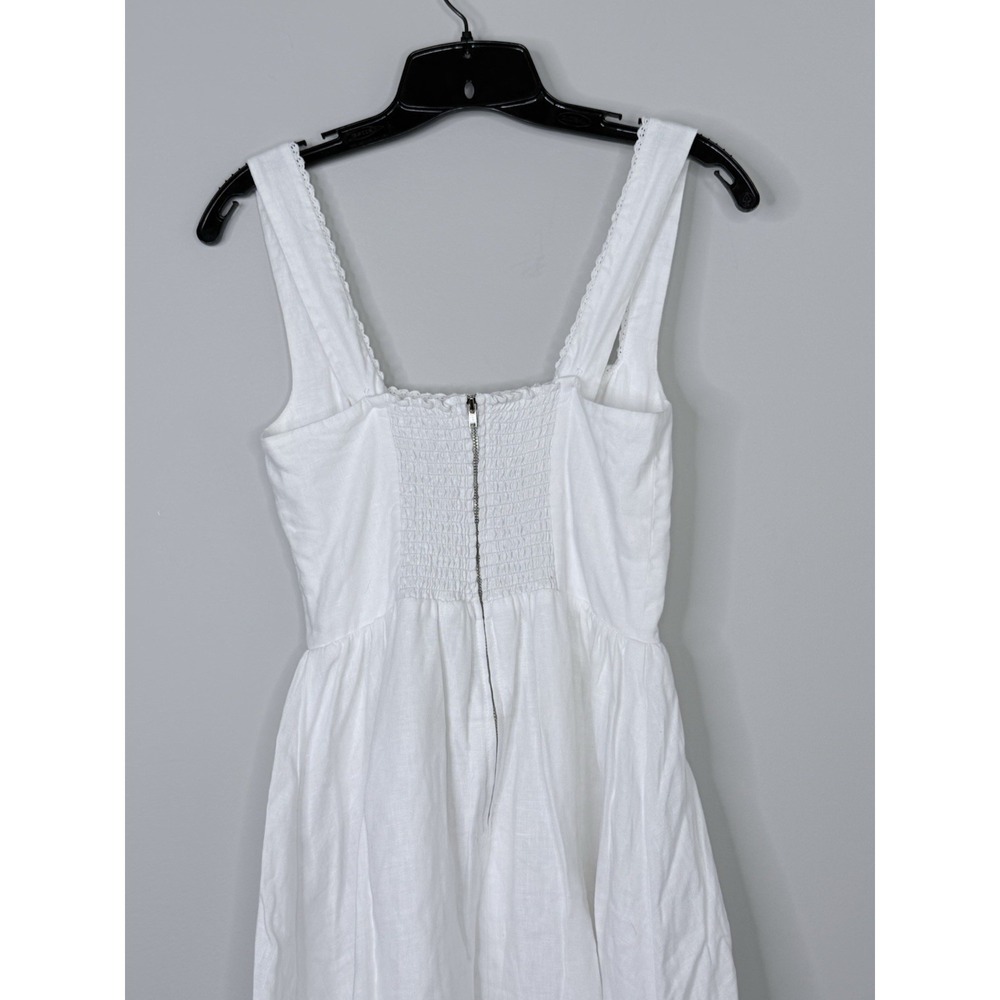 Reformation Women's White Tagliatelle Linen Dress Corset Top Lace Trim Sz 2 - Picture 6 of 8
